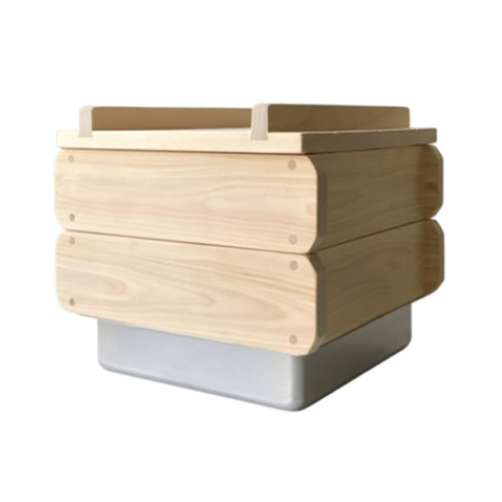 Premium round edge Square 9.8 Inch Handmade Bamboo Steamer - Two Tier with stainless steel pot