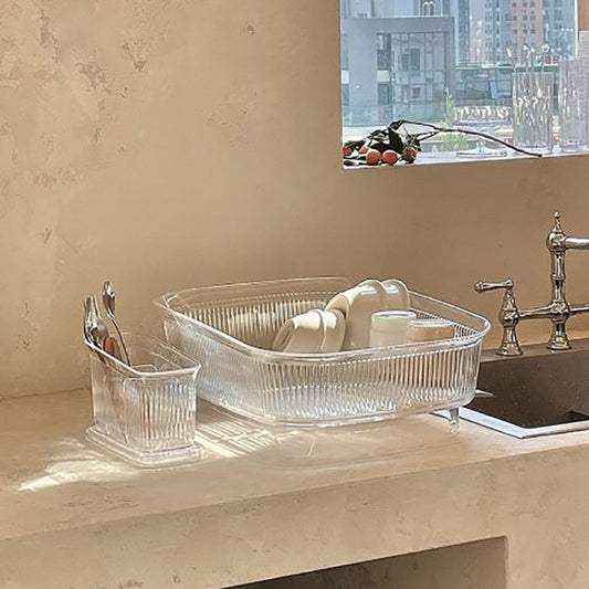 With Molly Crista Dish Drying Rack Stylish Design, 360° Rotatable Water Drain, 2 Removable Utensil Holders 19.2 x 14.7x 6.6inch