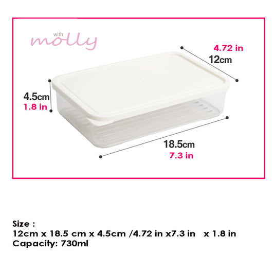 Fridge Drawer Organizer Refrigerator Quick Frozen Storage Box Food Storage Container with Lid System refrigerator container 730ml 4.72 in x7.3 in x 1.8 in White lid 10pcs set