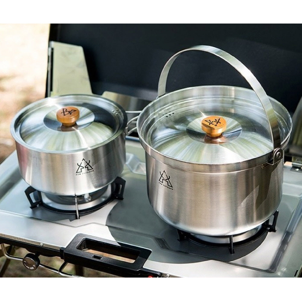 Kazumi Premium camping outdoor Stainless Steel Clad Cook Set 6P