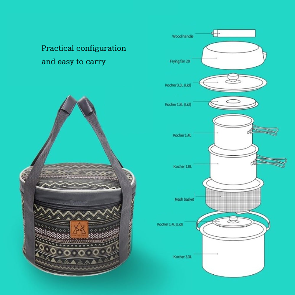 Kazumi Premium camping outdoor Stainless Steel Clad Cook Set 6P