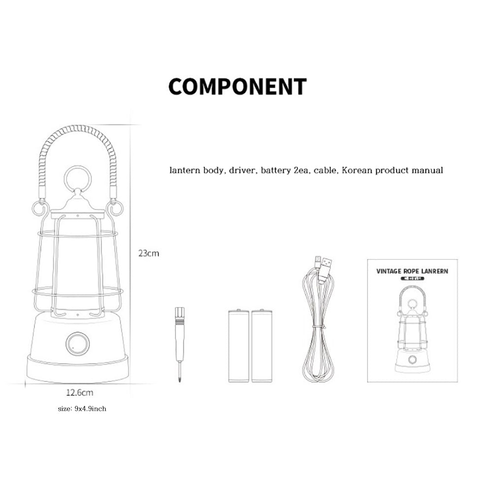 With Molly Carnic Vintagerope Emotional Camping Lantern USB or battery rechargeable  4.9x9inch