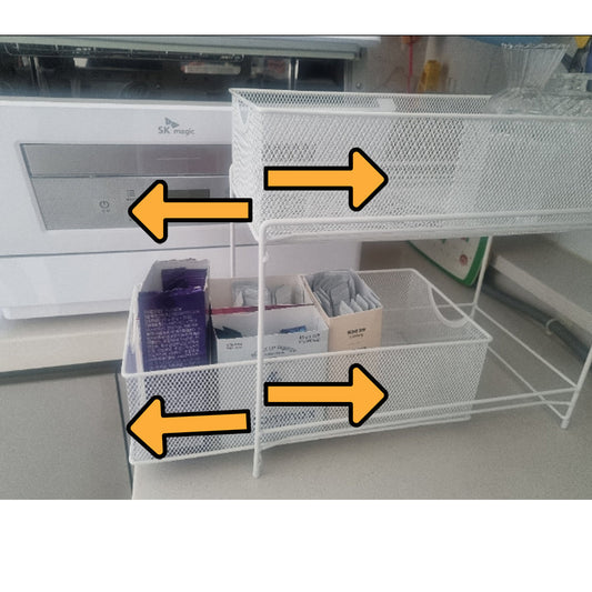 With Molly Mash sliding storage box 2 Tier Sliding Basket Organizer Drawer as kitchen/bathroom/office white 7.4x13.7x12.7inch