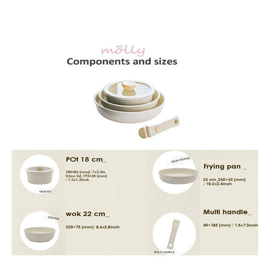 Gongan Removable handle Pot Cookware Set of 3P