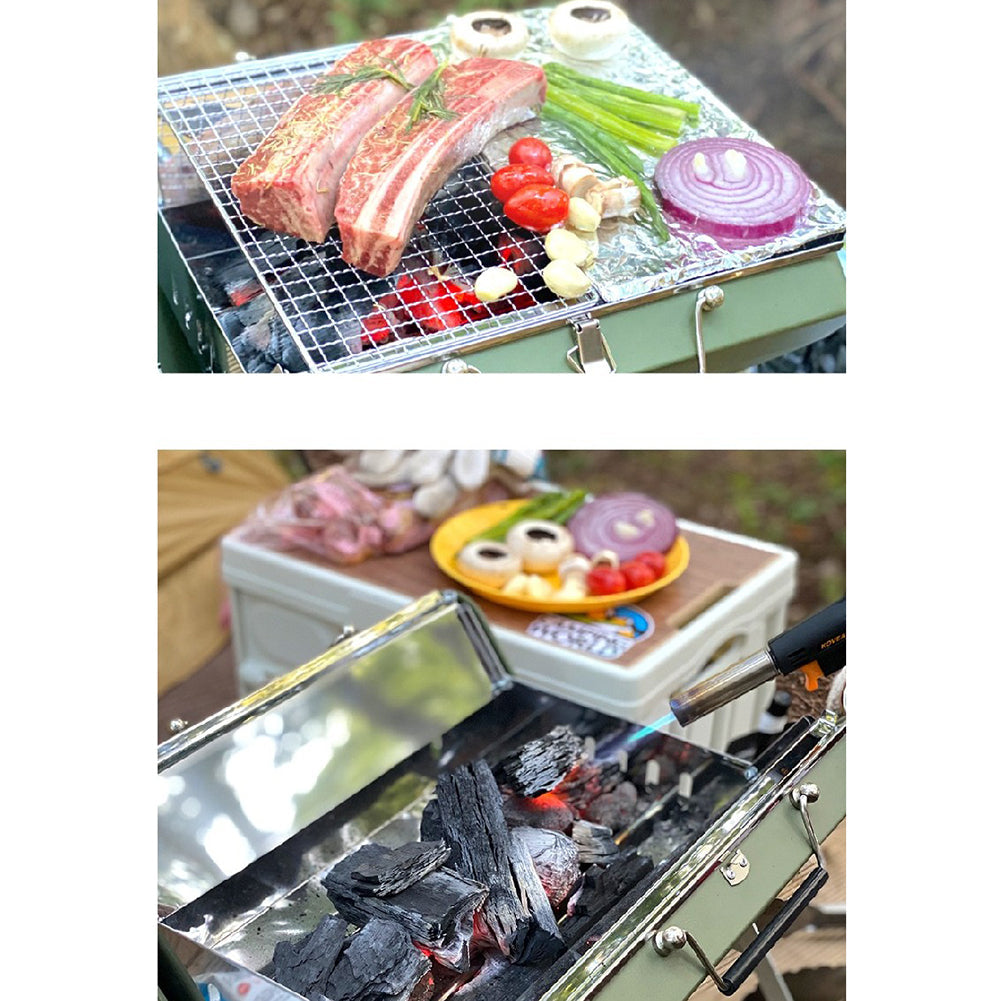 Portable Charcoal Grill, Small BBQ Smoker Grill, TableTop Barbecue Charcoal Grill for Outdoor Camping Garden Backyard Cooking Picnic Traveling (Green)15.3x3.7x10inch