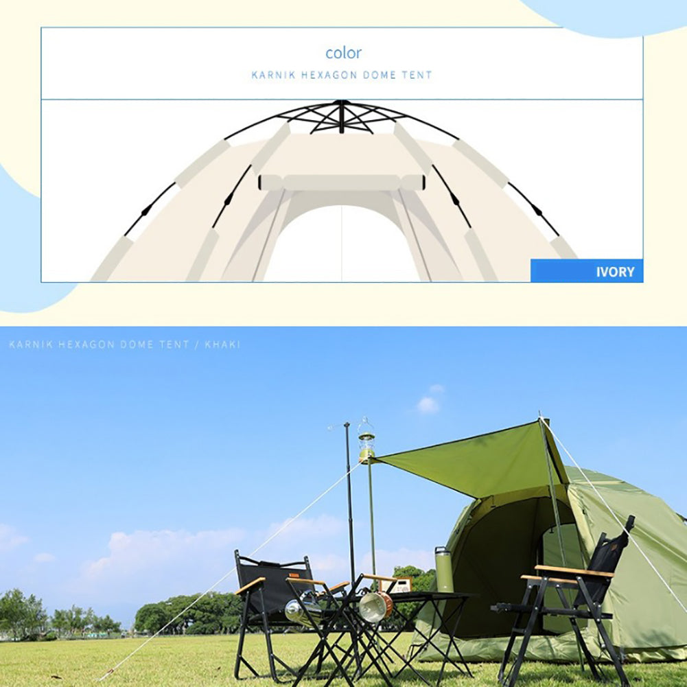 Carnic Hexagonal Dome One Touch Tent with Instant Setup in 5 Seconds for 5 People 102.4x102.4x59.1(inch) ivory