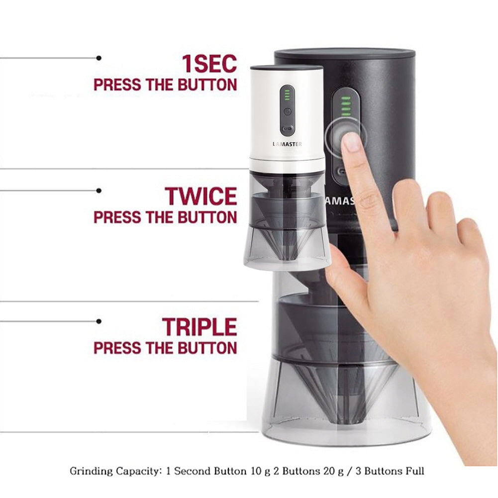 4-in-1 smart Portable Automatic Coffee Bean Grinder Coffee Brewer Maker Tumbler Hand Drip Set for Outdoor Camping White 8.2x3.9x3.1inch