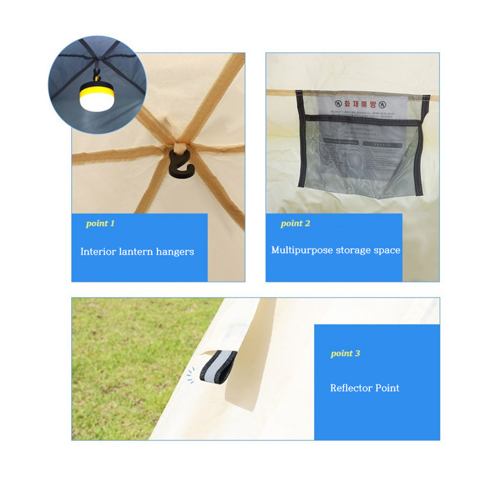 Carnic Hexagonal Dome One Touch Tent with Instant Setup in 5 Seconds for 5 People 102.4x102.4x59.1(inch) ivory