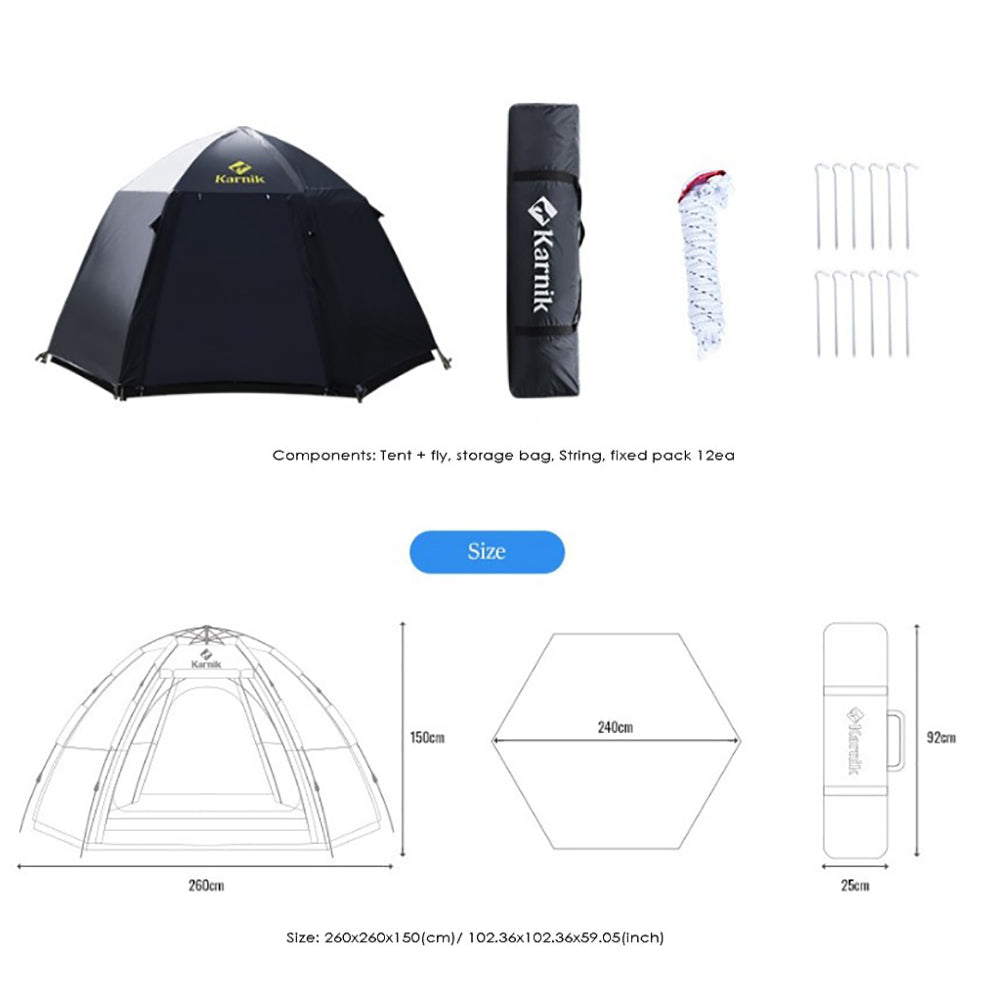 Carnic Hexagonal Dome One Touch Tent with Instant Setup in 5 Seconds for 5 People 102.4x102.4x59.1(inch) ivory