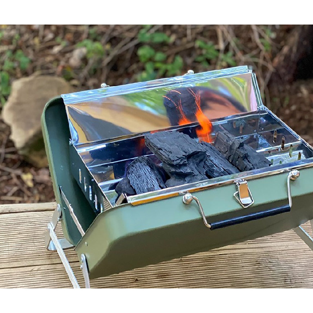Portable Charcoal Grill, Small BBQ Smoker Grill, TableTop Barbecue Charcoal Grill for Outdoor Camping Garden Backyard Cooking Picnic Traveling (Green)15.3x3.7x10inch