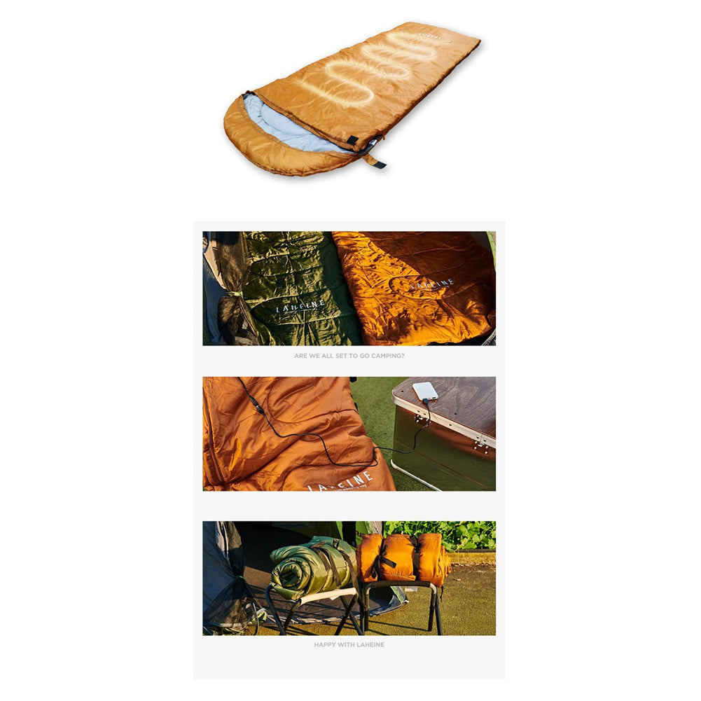 Warm Camping Heated Sleeping Bag Washerable Four Seasons USB Charging Type khaki