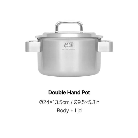 Dongwon Metal 316TI 5 Layers stainless steel Nonstick Party Wok With Lid 11" and Double Hand Pot with lid 9.5" for Stir-fry dish or a Soup Pot