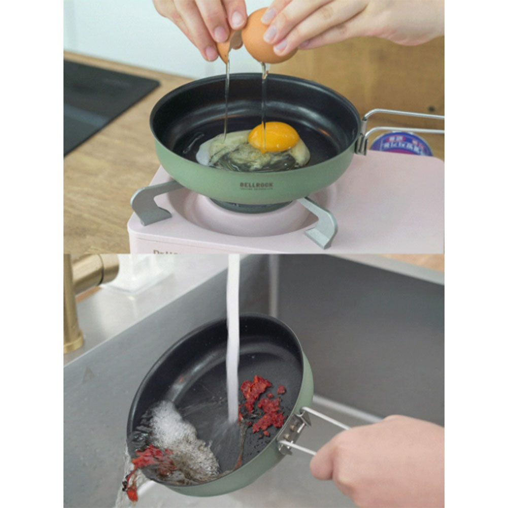 Bellrock Premium Quality Stainless Steel Camping Cookware Set - 9 Piece Deluxe Family Cookset Green