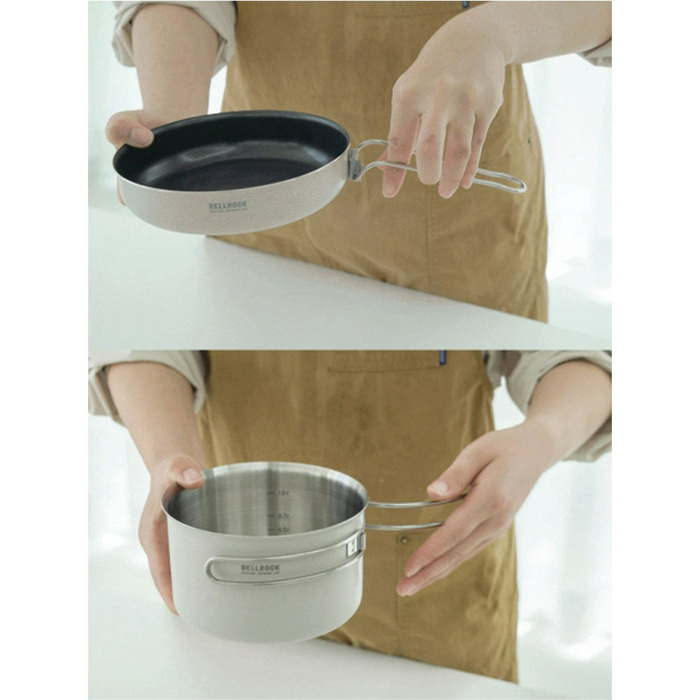 Bellrock Premium Quality Stainless Steel Camping Cookware Set - 9 Piece Deluxe Family Cookset Green