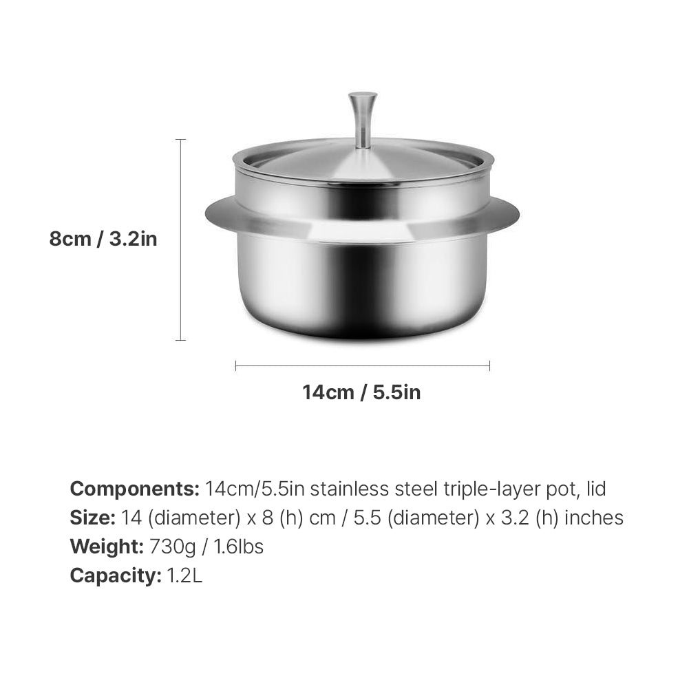 With Molly VRCIN 3-layer design ensures rapid and even heat distribution inside the pot  various heat sources 5.5 (diameter) x 3.2 (height) inches