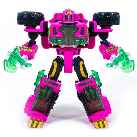 Metal Card Bot buffalo crush Transformation Robot Vehicle Modes Pink