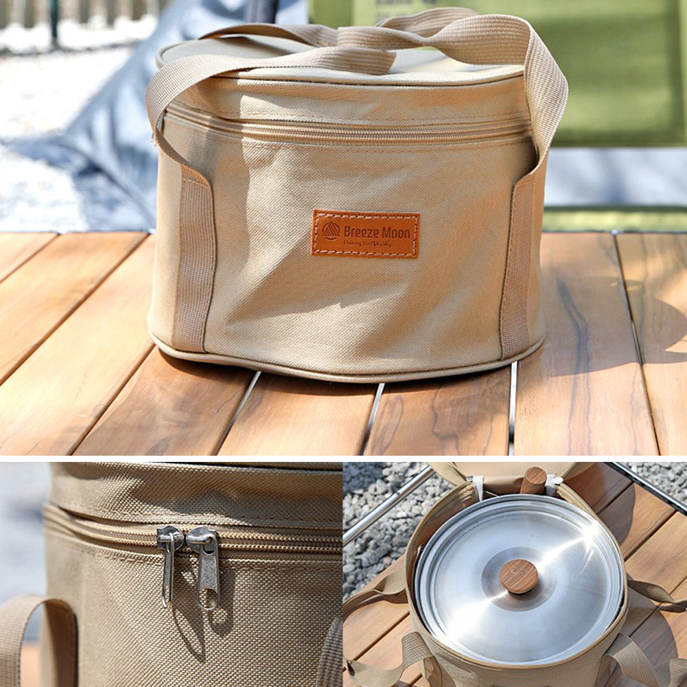 With Molly 3-ply stainless steel camping cooker pot set for Outdoor Camping Hiking Picnic Included Carry Bag 15p