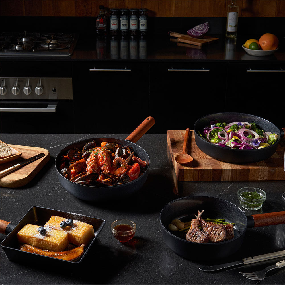 With Molly True Cook  IH Induction Frying Pan Set of 4P  Black