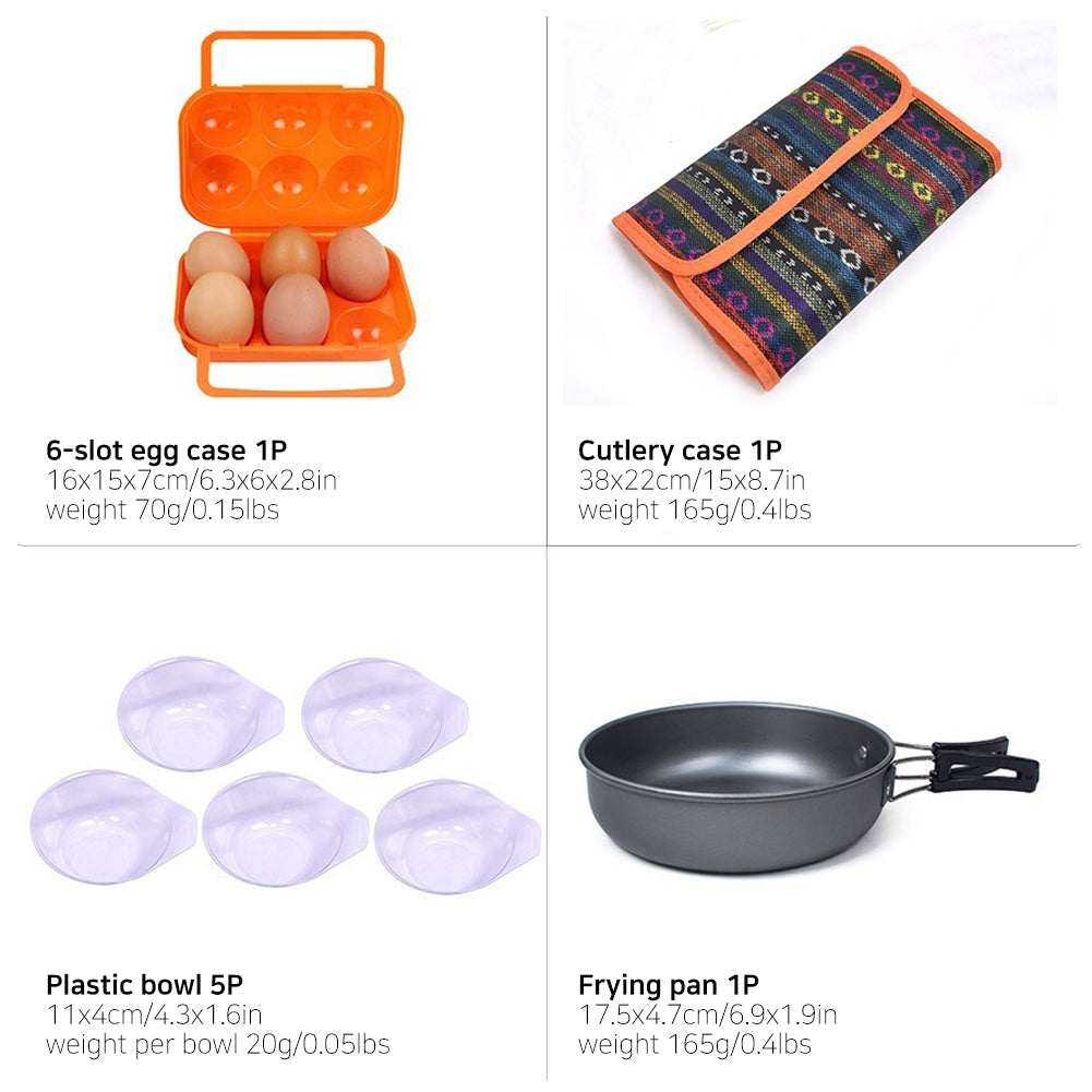 With Molly Camping Cookware Set Durable Hard Alumina Camping Cooking Set for Outdoor Camping Hiking Picnic Included Carry Bag 48P for 5~6 people