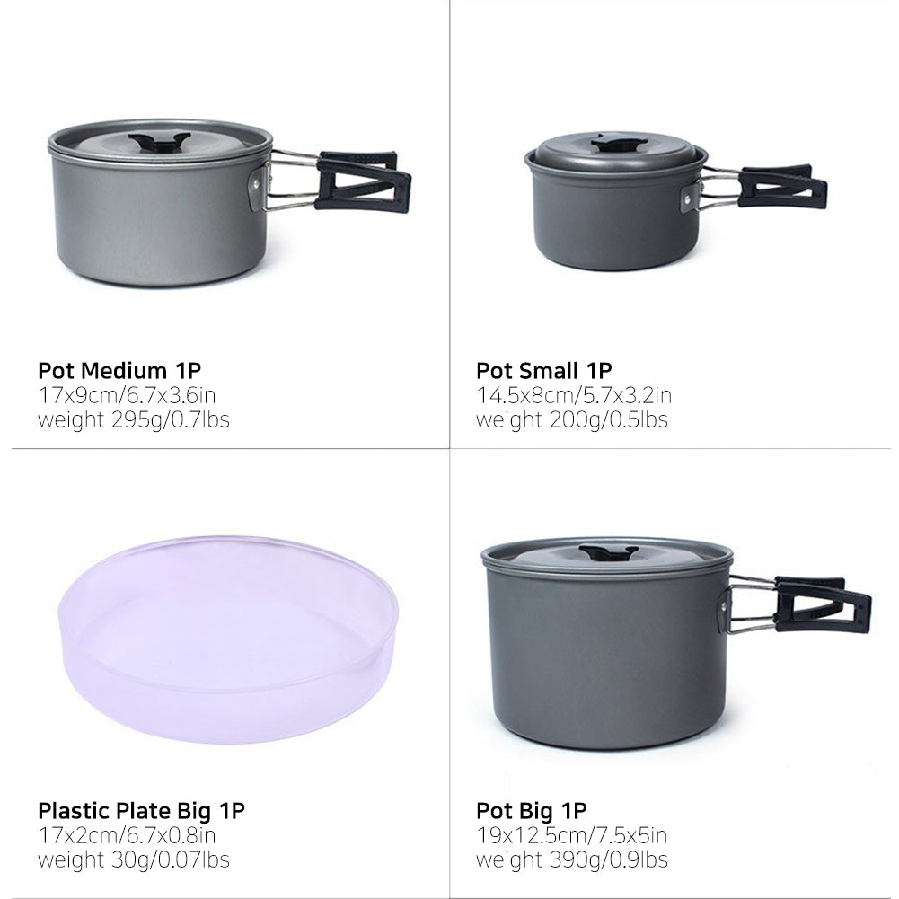 With Molly Camping Cookware Set Durable Hard Alumina Camping Cooking Set for Outdoor Camping Hiking Picnic Included Carry Bag 48P for 5~6 people