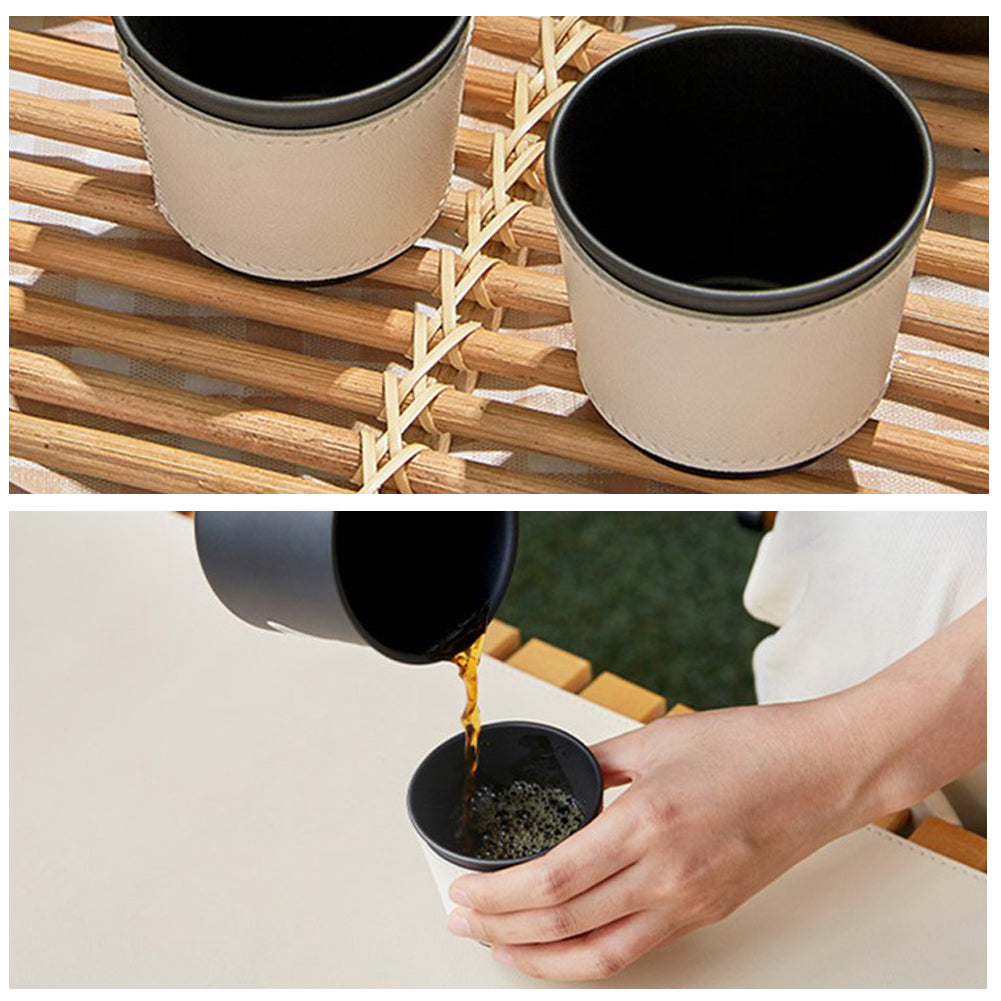 Portable Camping Outdoor Portable Coffee Hand Drip SET(9P)- coffee dripper+coffee grinder+drip kettle+coffee cup+ storage bag