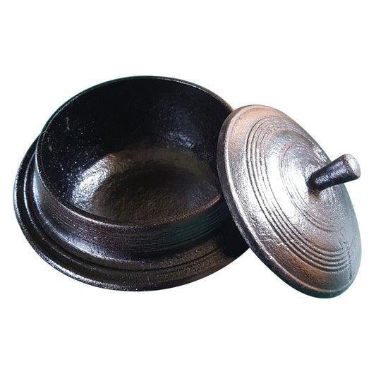 Handmade Korean traditional thick cast iron pot Rice Gamasot Ceramic Cauldron for various dishes 6.3" (16cm) Made in Korea for 2 People