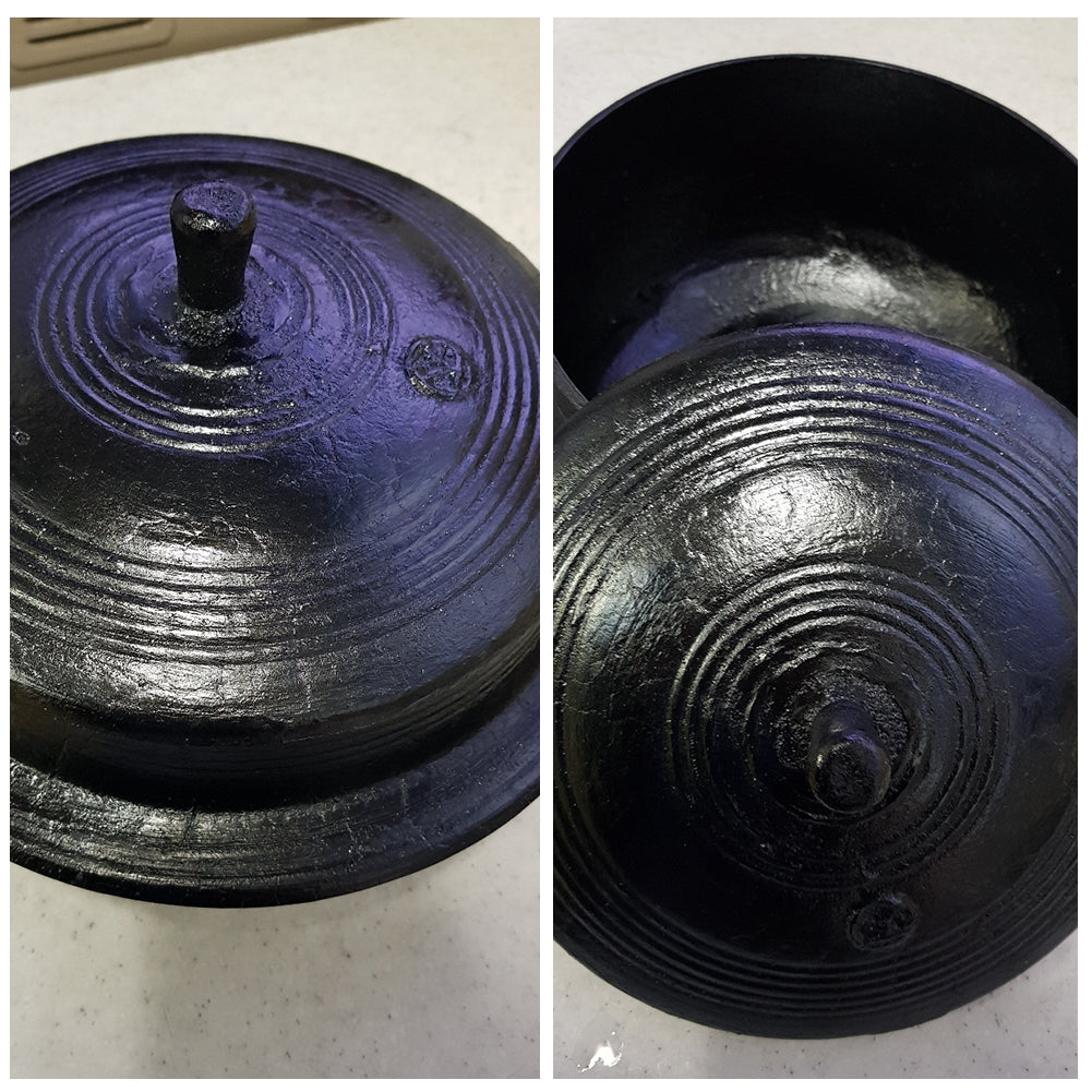 Handmade Korean traditional thick cast iron pot Rice Gamasot Ceramic Cauldron for various dishes 6.3" (16cm) Made in Korea for 2 People