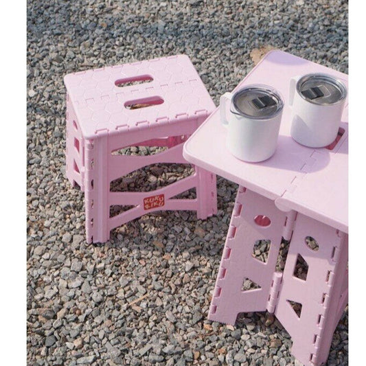 With Molly cucuriku Portable multipurpose table and chair set for camping, outdoor, indoor, kid's room, 1 table, 2 chairs Pink