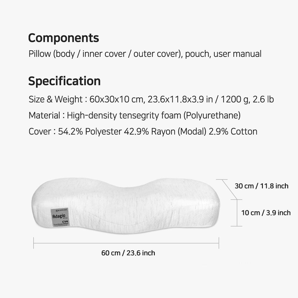 Kanuda Blue Label Adagio modal Memory Foam Air Cushion 60x30x10 cm (Ship from Korea)