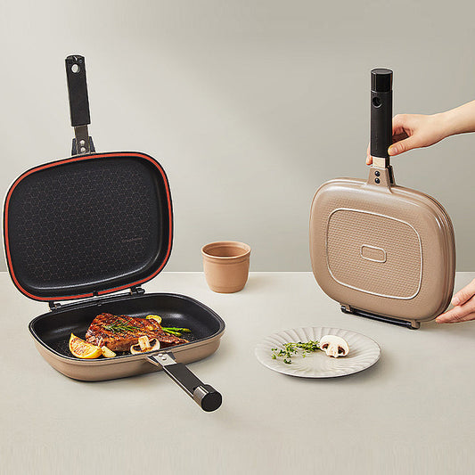 HAPPYCALL HC Impact Separable Graphene Double Sided Fan fluororesin coating Jumbo Grill 17.4(W)x11.8(D)x2.8(H)inch mud beige