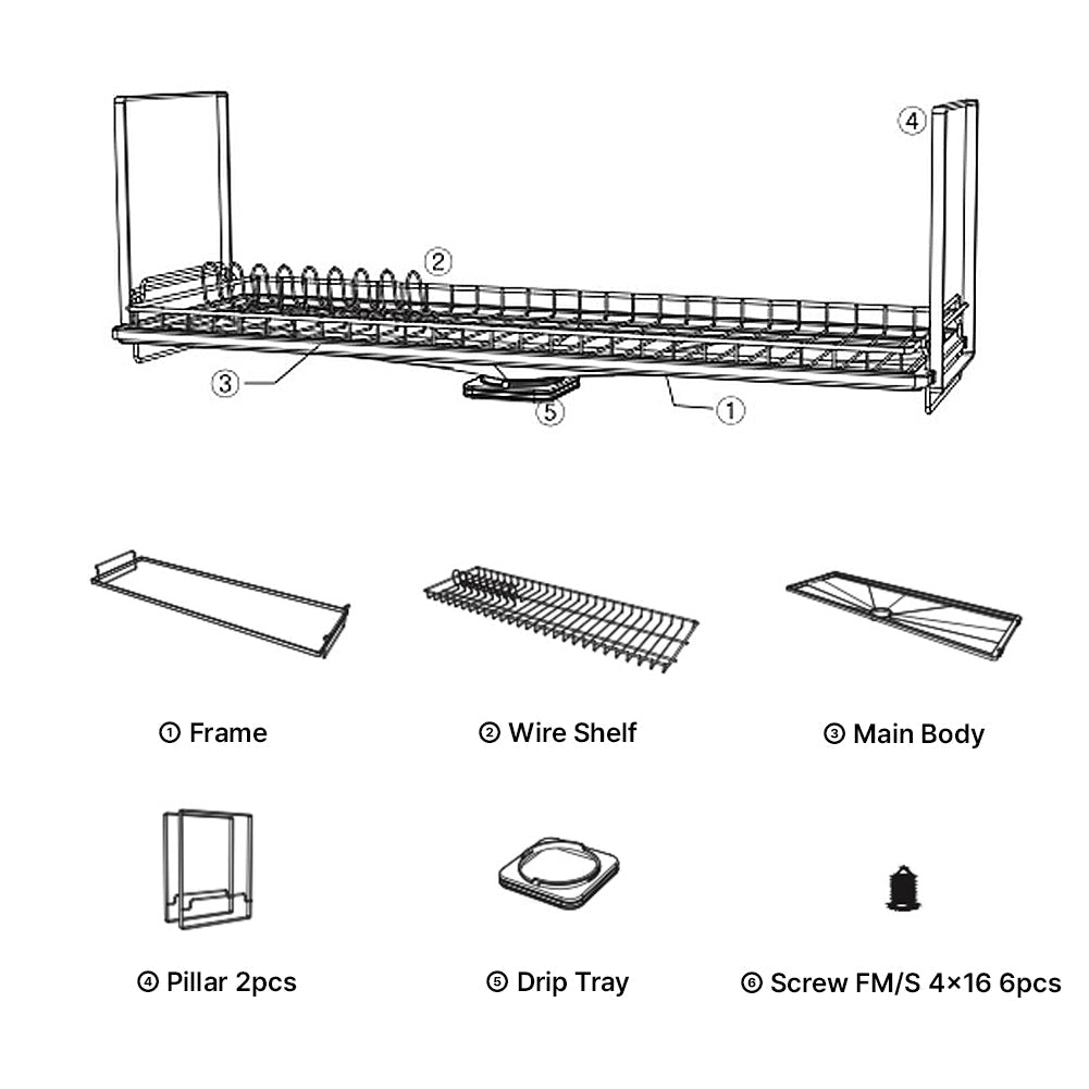 With Molly Hanssem New Dish Organizer STS304 Attachable Premium Dish Drying Rack Wire Shelf Liner Dish Holder 35.5(W)x10.6(D)x12(H)inch