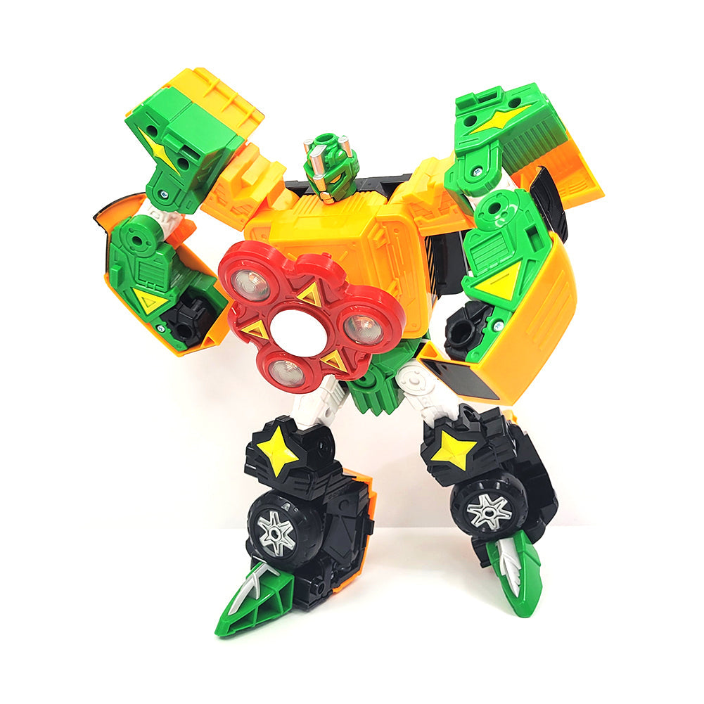 With Molly Hello Carbot spinable robot LED spinner robot transforms into a truck 10x11x6inch