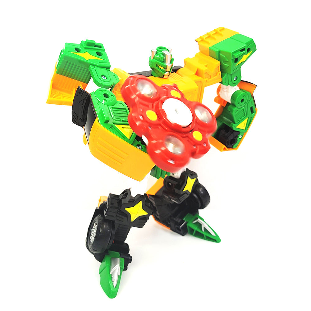 With Molly Hello Carbot spinable robot LED spinner robot transforms into a truck 10x11x6inch