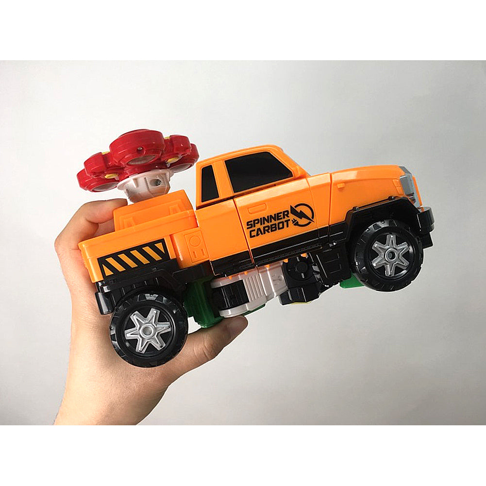 With Molly Hello Carbot spinable robot LED spinner robot transforms into a truck 10x11x6inch