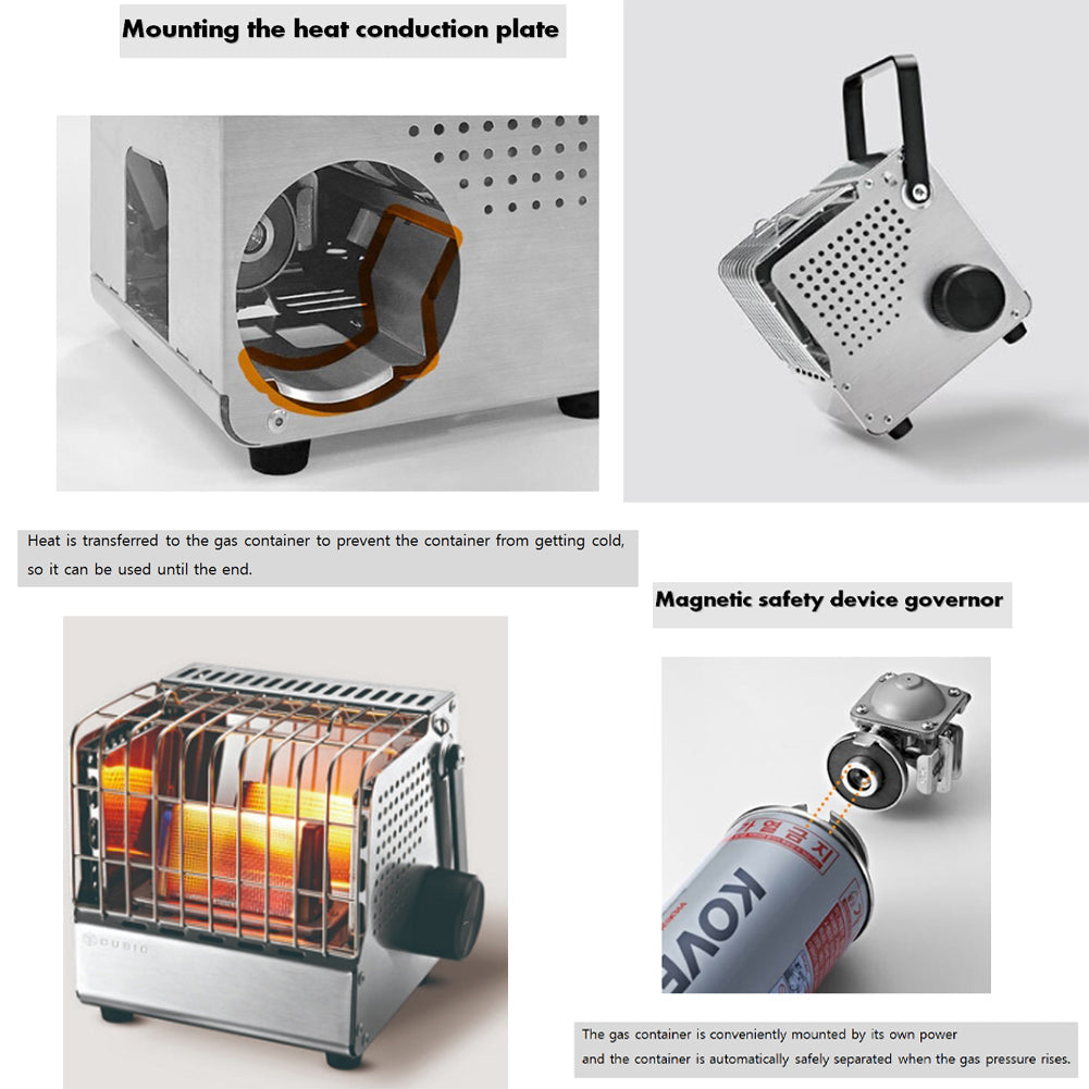 Kovea Portable heater cubic KGH-2010 with storage emotional camping  6.73x6.3x6.4 inch sliver