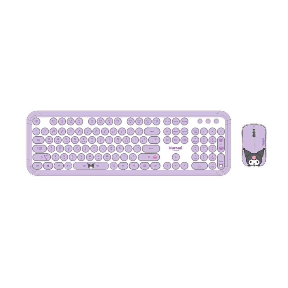 Digital Ventus Kuromi Retro Keyboard + Mouse Set, Keyboard Korean/English (Purple)
