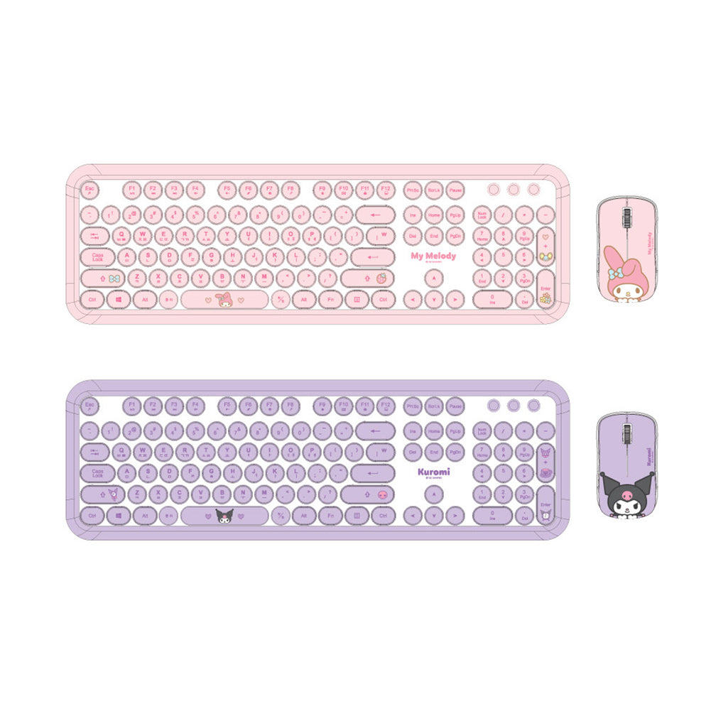Digital Ventus Kuromi Retro Keyboard + Mouse Set, Keyboard Korean/English (Purple)