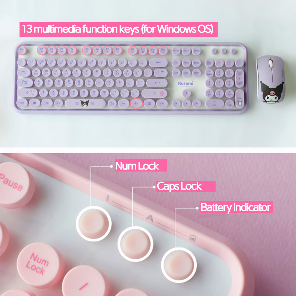 Digital Ventus My Melody Retro Keyboard + Mouse Set, Keyboard Korean/English (Pink)