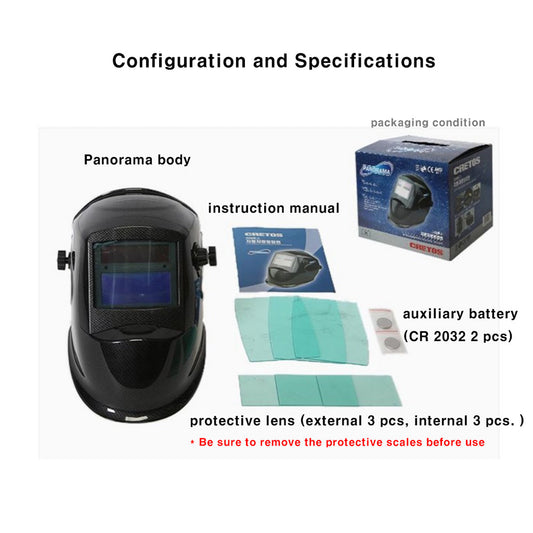 afety Car Welding Helmet Surface Panorama (Silver) Automatic Light Blocking Safety Certification Electronic Helmet External Grinder Mode Switchable