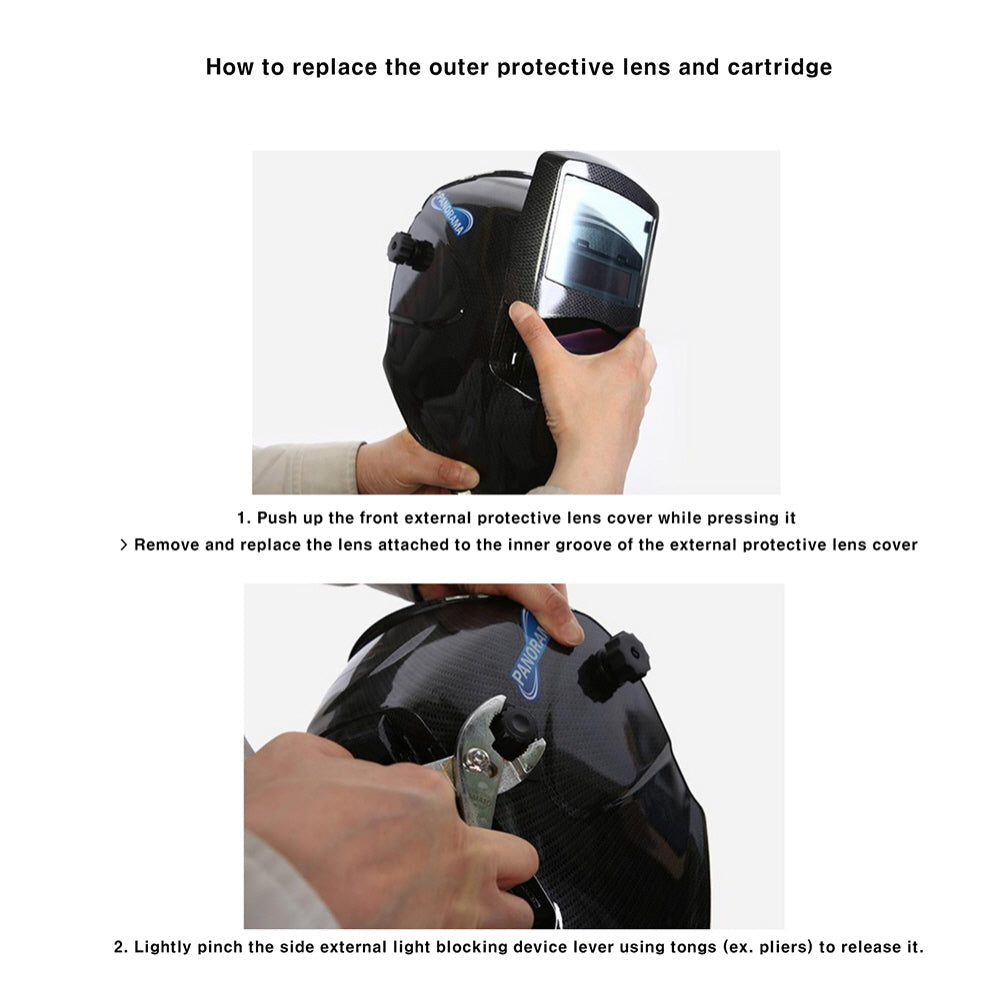 afety Car Welding Helmet Surface Panorama (Silver) Automatic Light Blocking Safety Certification Electronic Helmet External Grinder Mode Switchable