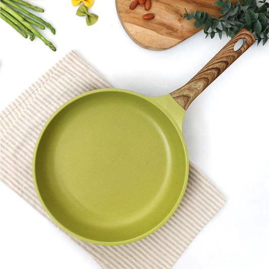With Molly Four Seasons Induction Pan Set of 2PCS Pan(20cm/8in), Wok(26cm/10in) Olive Green