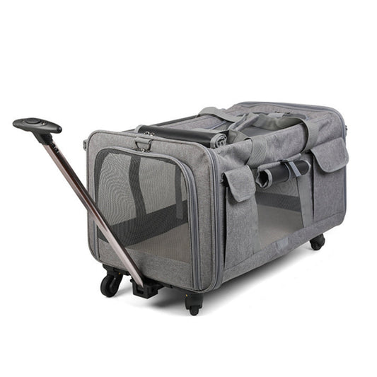 With Molly pet multipurpose pet carrier, detachable pet bag 360-degree rotating wheel gray 23.6x15.3x17inch