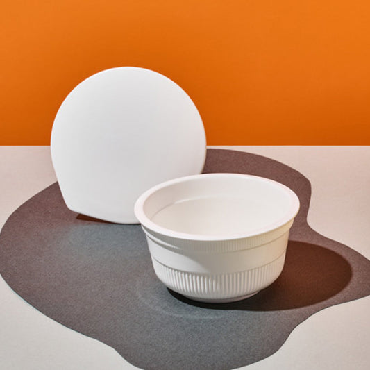 With Molly Ceramic bowl inspired by cup ramen containers white 6.3(D) x 3.4(H) inches