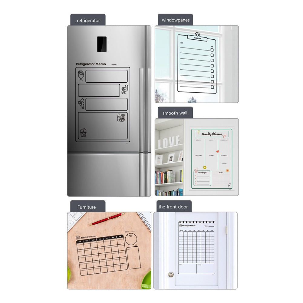 Attaches anywhere Detachable attachment schedule Planner Detachable Refrigerator Memo Sheet Memo Sticker_2P+board marker 2P set