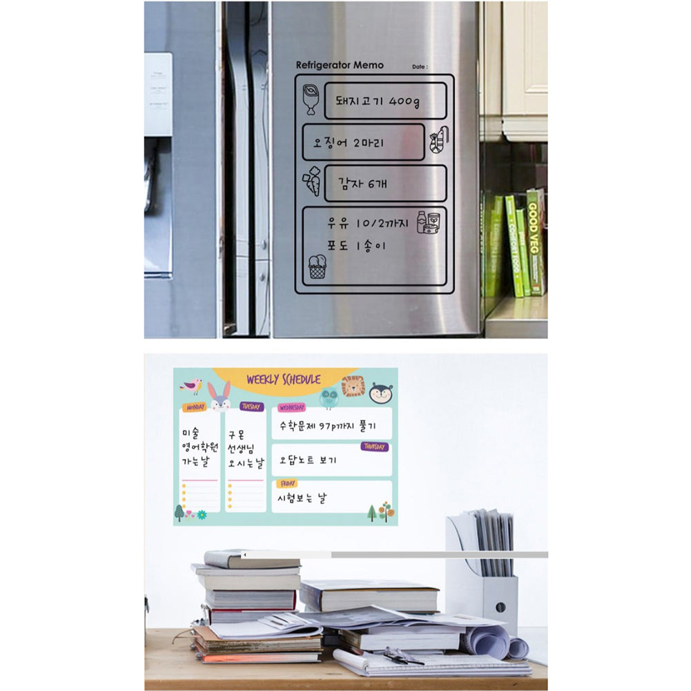 Attaches anywhere Detachable attachment schedule Planner Detachable Refrigerator Memo Sheet Memo Sticker_2P+board marker 2P set