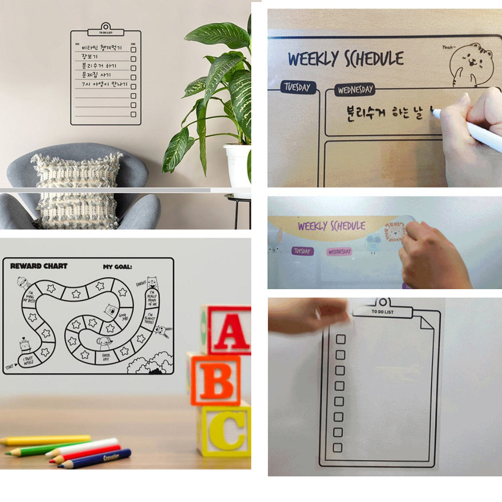 Attaches anywhere Detachable attachment schedule Planner Detachable Refrigerator Memo Sheet Memo Sticker_2P+board marker 2P set