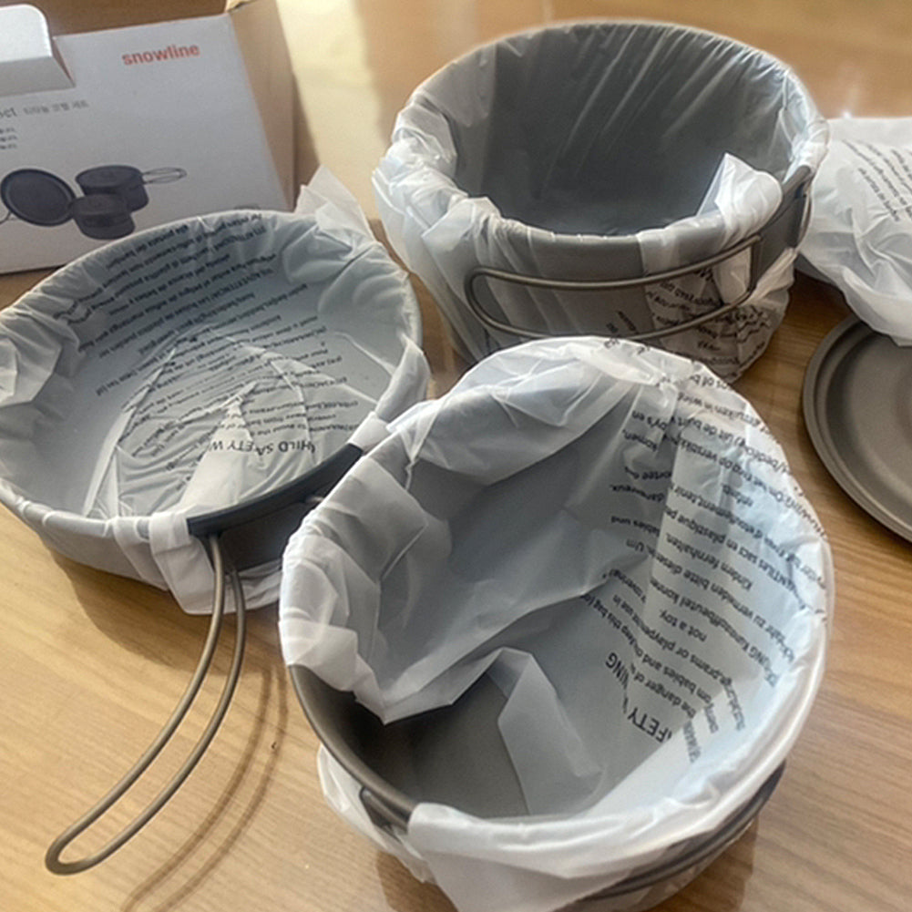 Lightweight Titanium Camping Cookware Set 800ml Pot, 1300ml Pot, 150ml Frying Pan, Pouch
