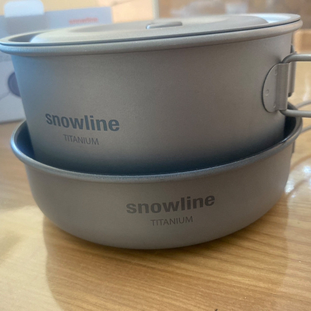 Lightweight Titanium Camping Cookware Set 800ml Pot, 1300ml Pot, 150ml Frying Pan, Pouch