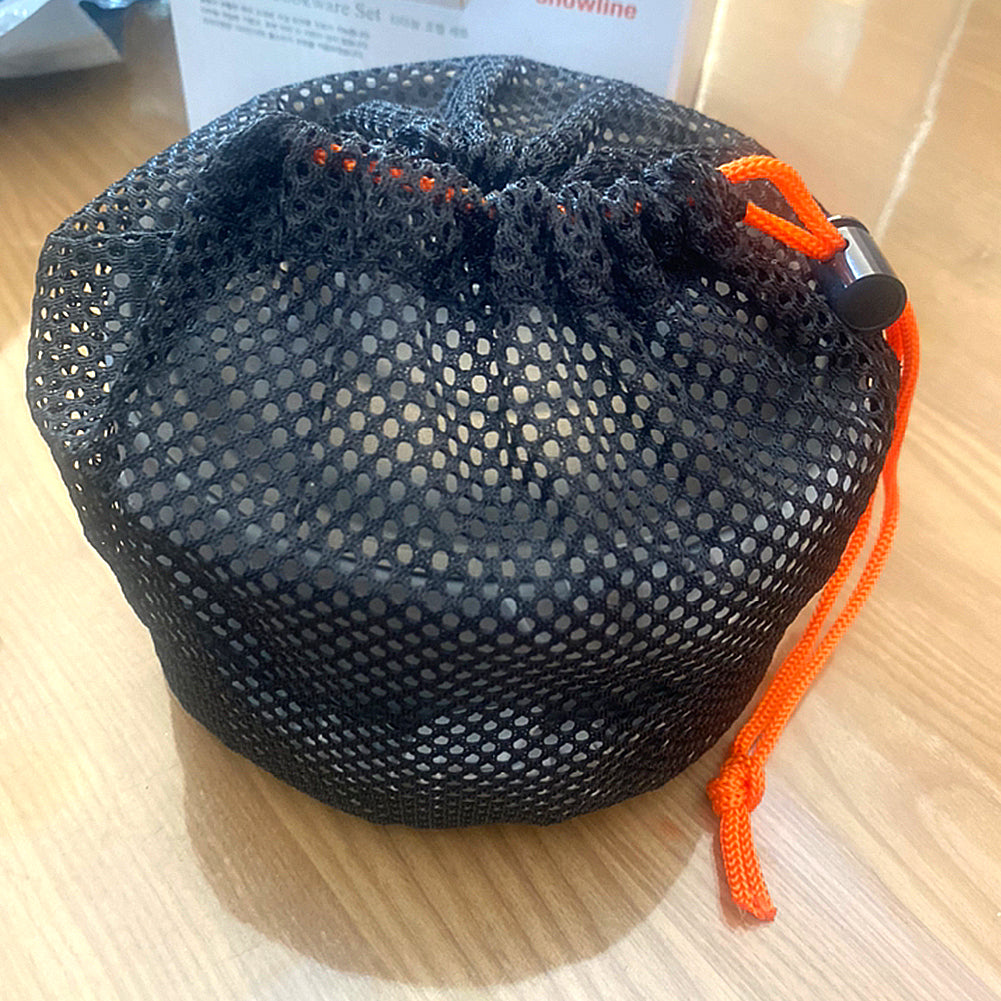 Lightweight Titanium Camping Cookware Set 800ml Pot, 1300ml Pot, 150ml Frying Pan, Pouch