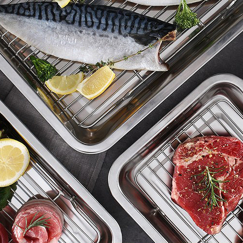 With Molly Benny stainless steel square tray container set 4P multipurpose Tray RACK VAT